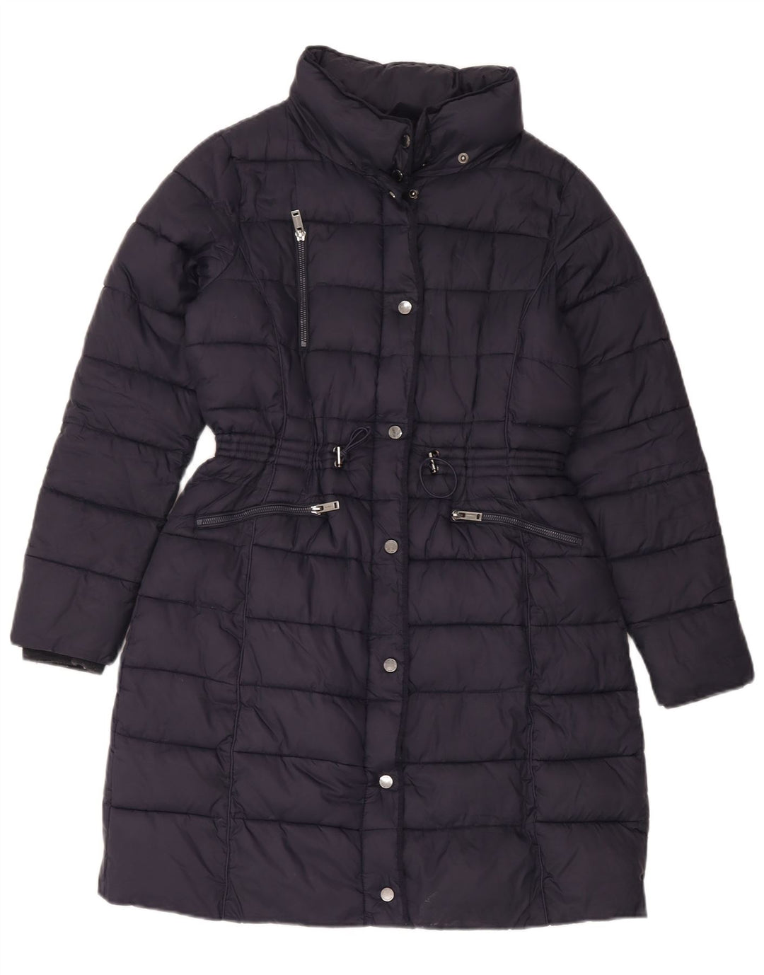 Monsoon Womens Polstret Frakke UK 14 Medium Navy Blue Nylon