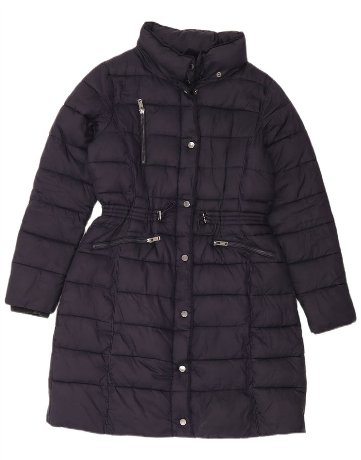 Monsoon Womens Polstret Frakke UK 14 Medium Navy Blue Nylon