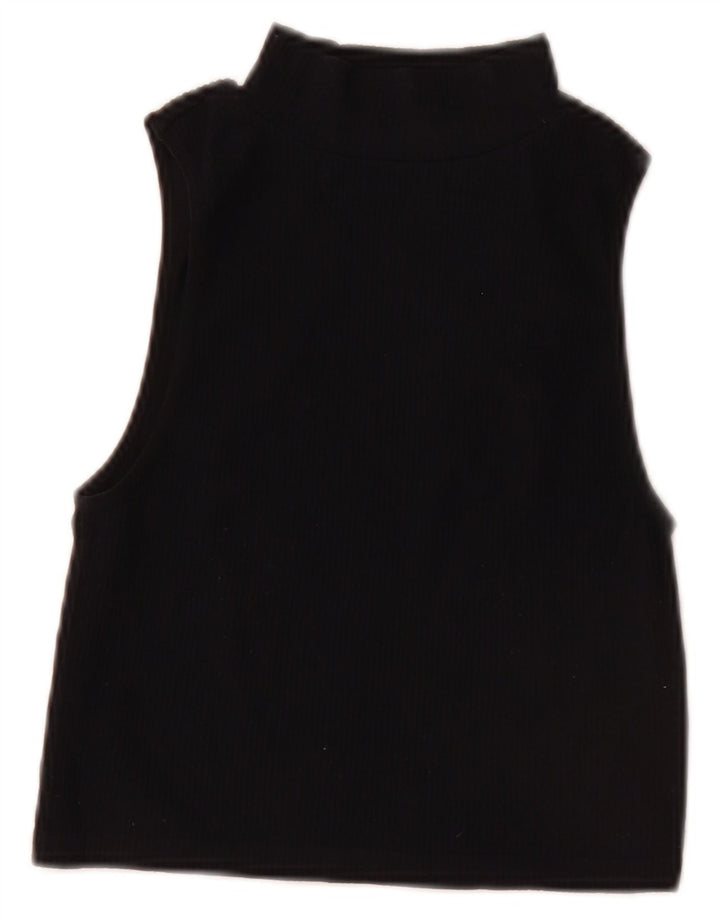 Zara Womens Crop Vest Top UK 12 Medium Black