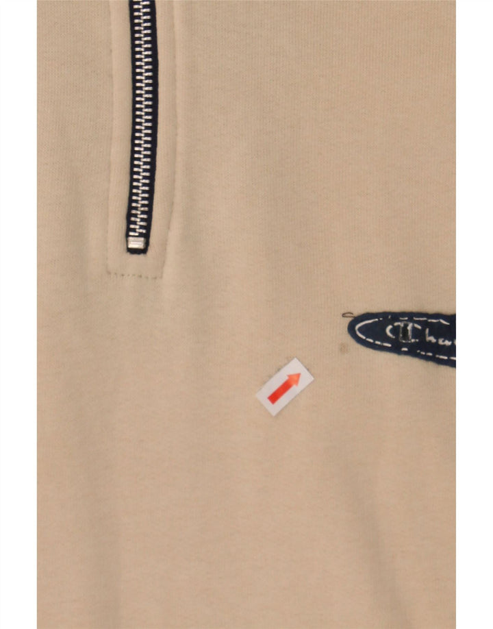 CHAMPION Mens Zip Neck Sweatshirt Jumper XL Beige Cotton Vintage Champion and Second-Hand Champion from Messina Hembry 