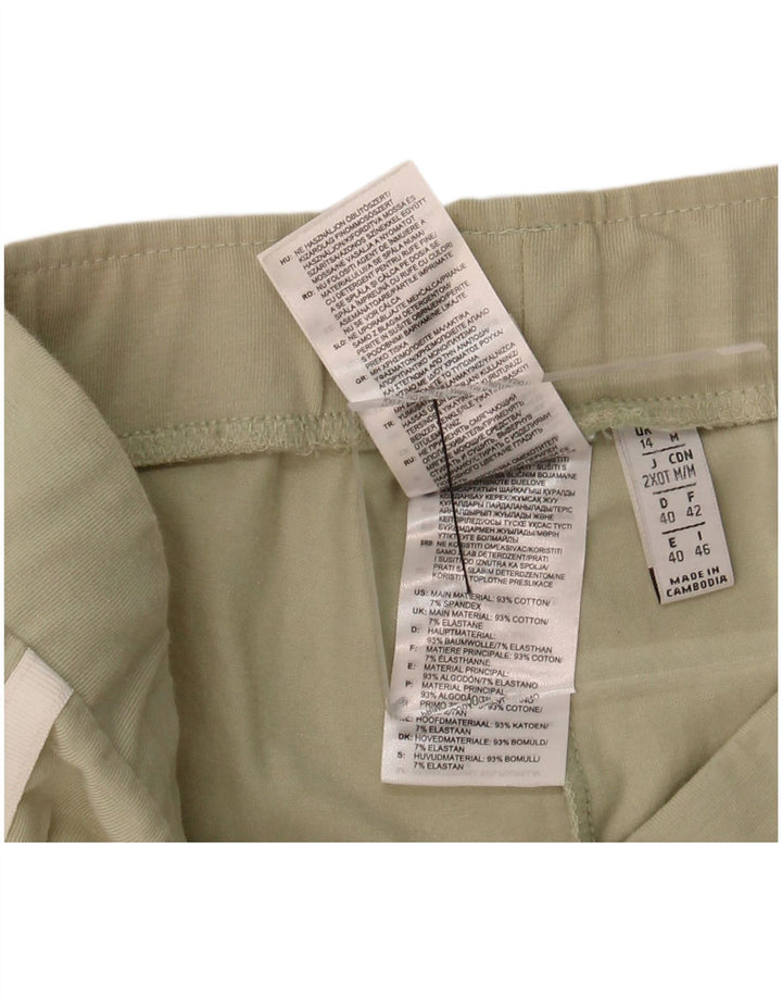 ADIDAS Womens Leggings UK 14 Medium Green Cotton