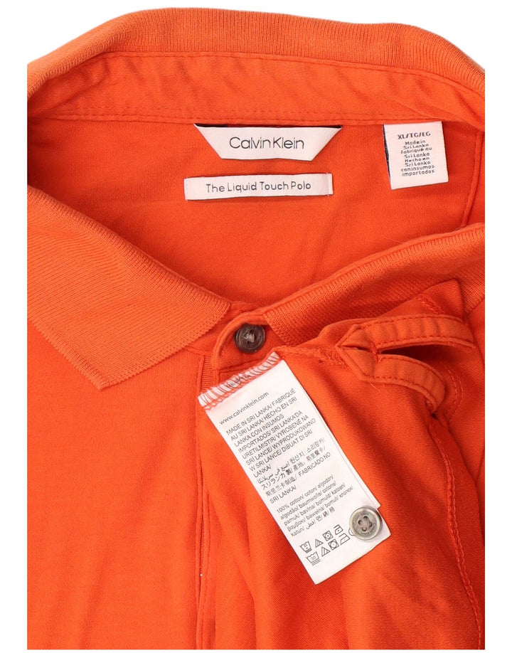CALVIN KLEIN Mens Polo Shirt XL Orange Cotton