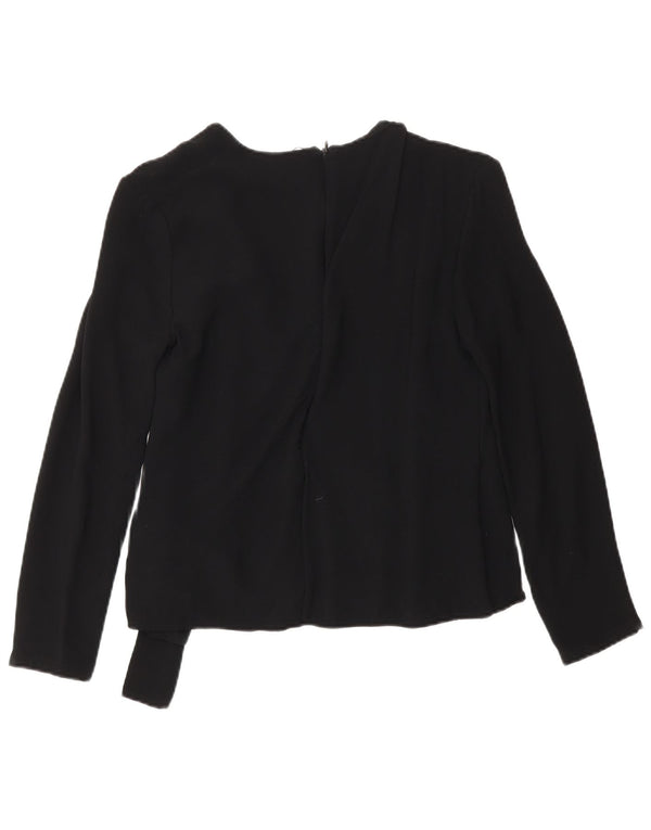 French Connection Dame Langærmet Wrap Bluse Top UK 8 Small Black