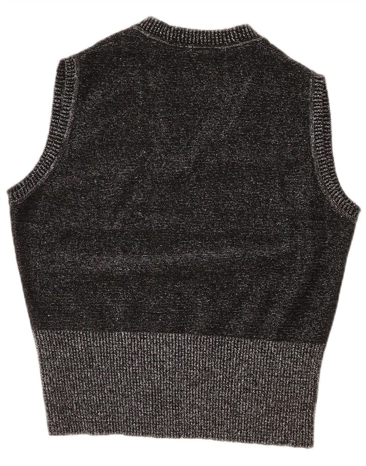 Vintage Dame Vest Tank Top IT 44 Medium Grey Flecked Polyacrylic