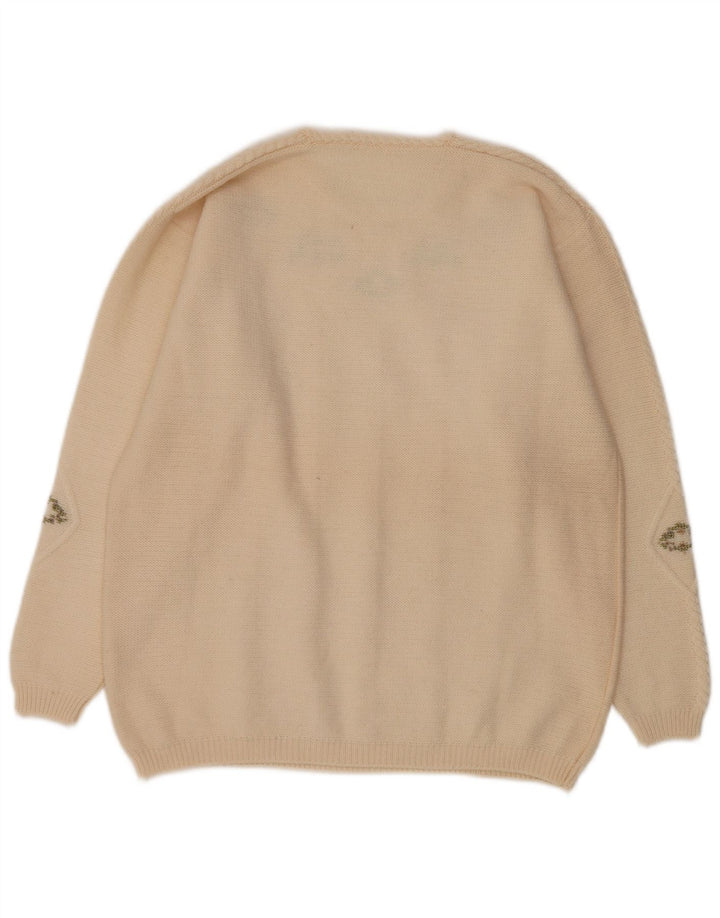 Vintage dame sweater med rund hals DK 16 Large Off White