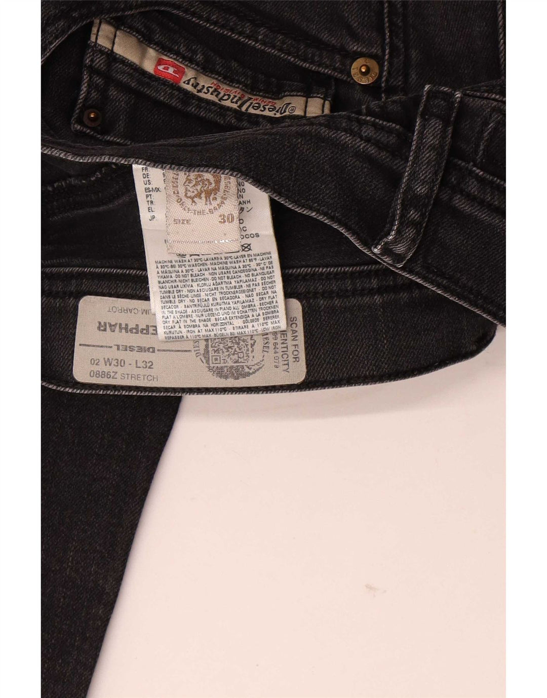 Diesel Herre Carrot Slim Jeans W30 L32 Sort Bomuld