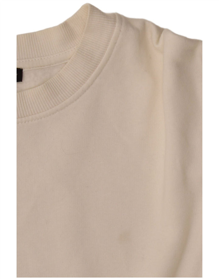 Zara Womens Crop Oversized Sweatshirt Jumper UK 10 Small White Bomuld