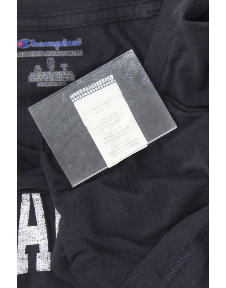 CHAMPION Womens Graphic Top Long Sleeve UK 12 Medium Navy Blue Cotton Vintage Champion and Second-Hand Champion from Messina Hembry 