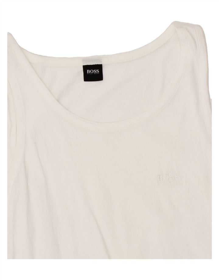 HUGO BOSS Womens Vest Top UK 14 Medium White Cotton Vintage Hugo Boss and Second-Hand Hugo Boss from Messina Hembry 