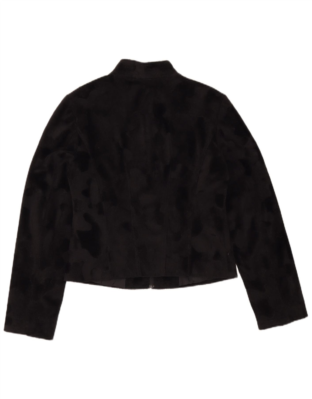 MOTIVI Dame Crop Fleecejakke IT 44 Medium Black Animal Print Polyester
