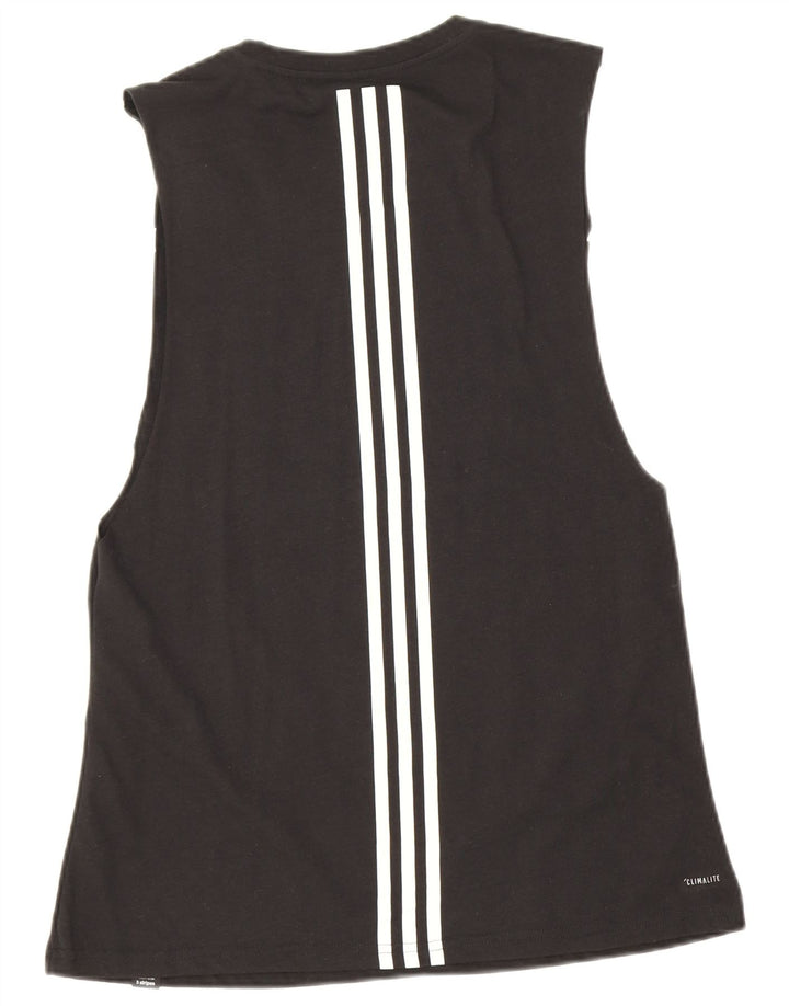Adidas Womens Three Stripes Grafisk Vest Top UK 12 Medium Black Polyester