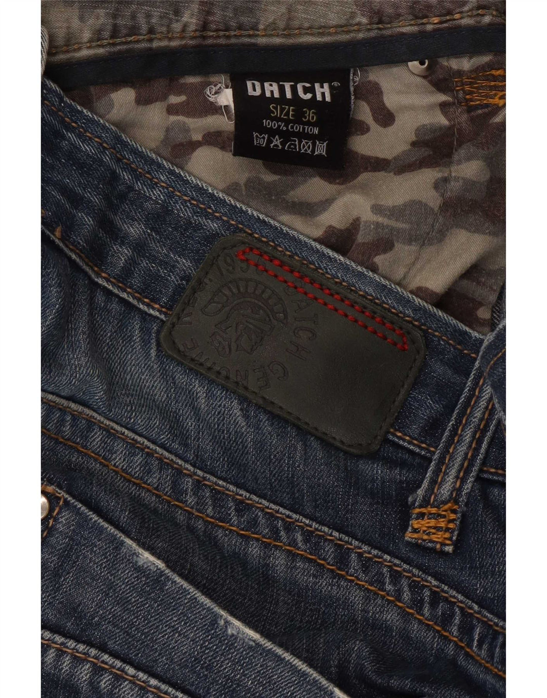 Datch Herre Distressed Straight Jeans W36 L30 Marineblå Bomuld