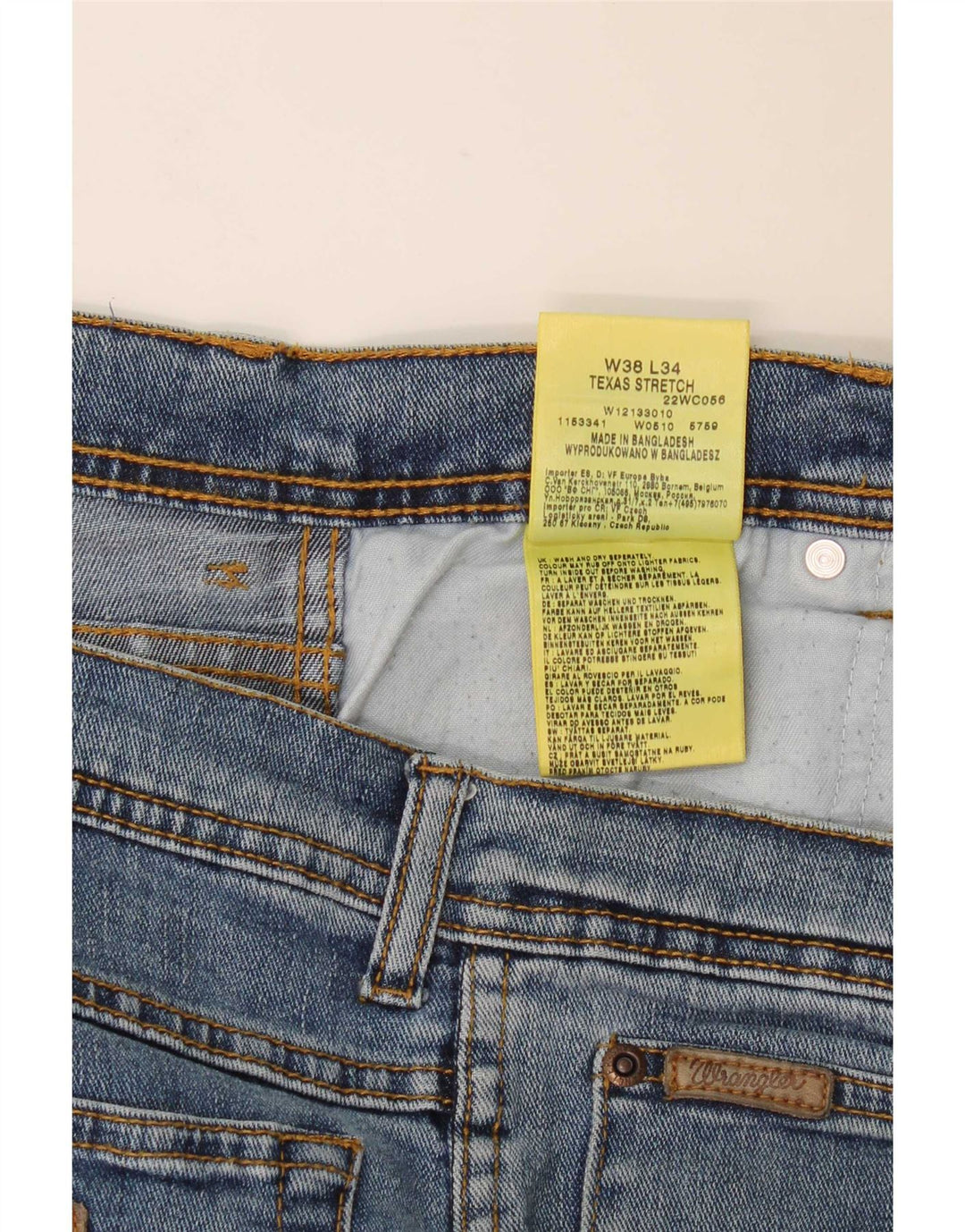 Wrangler Herre Texas Stretch Straight Jeans W38 L31 Blå Bomuld