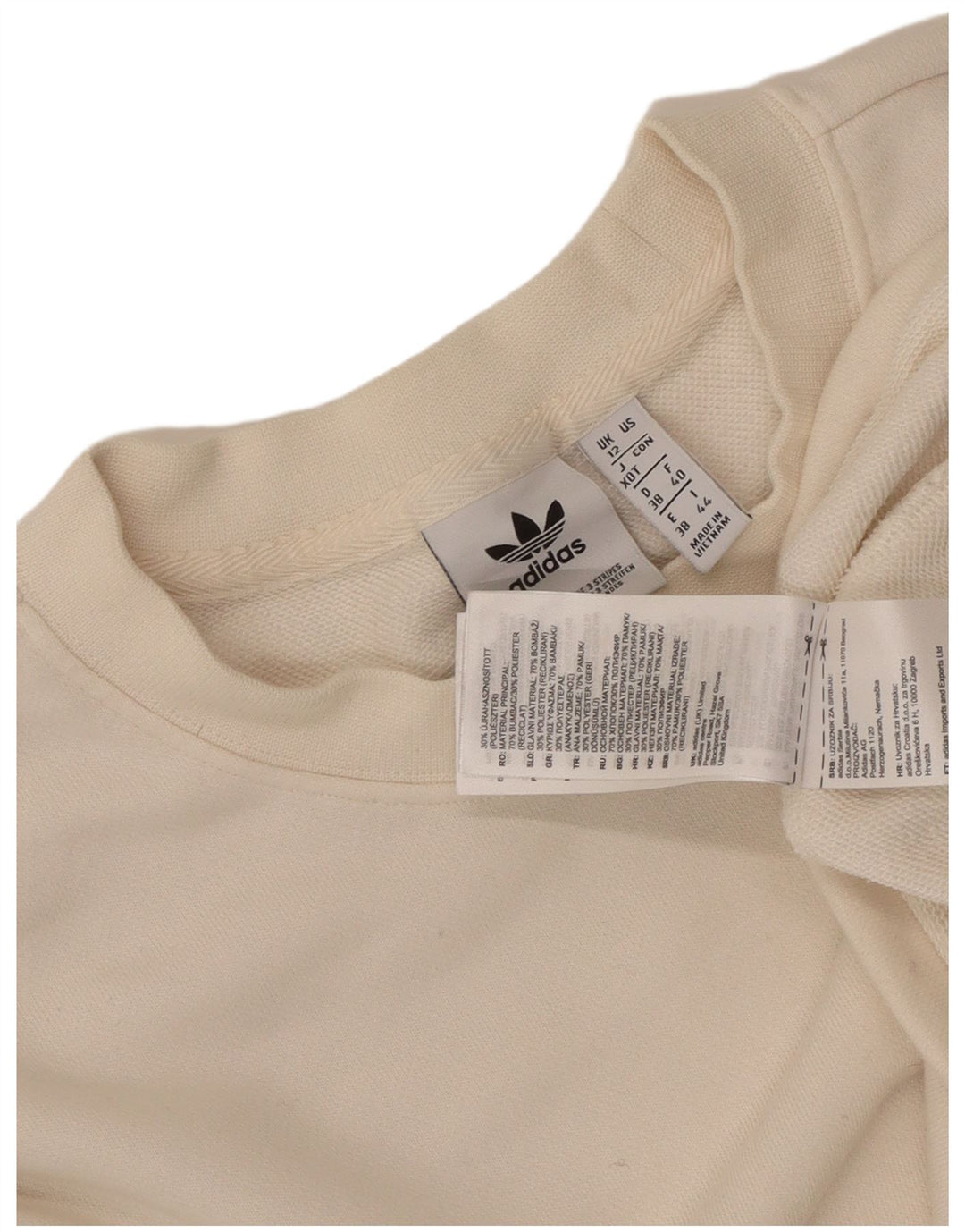 Adidas Womens Graphic Oversized Sweatshirt Jumper UK 12 Medium White Bomuld