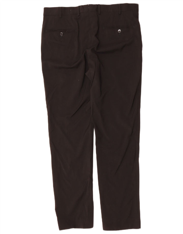 MASSIMO DUTTI Herre Slim Suit Bukser EU 44 Large W34 L31 Sort Uld