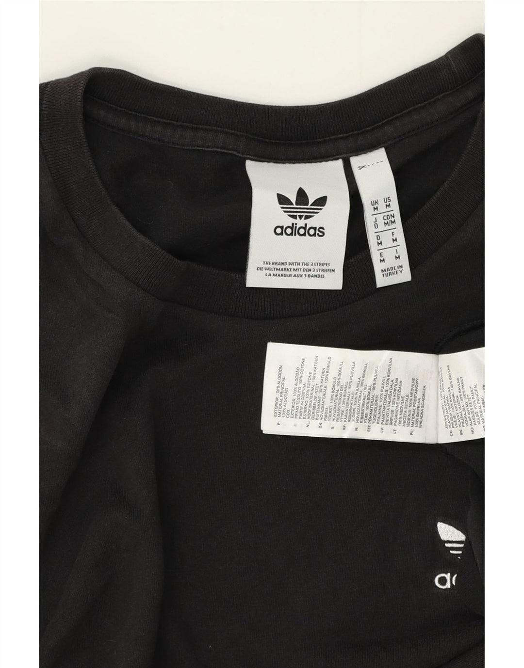 ADIDAS Herre T-Shirt Top Medium Sort Bomuld