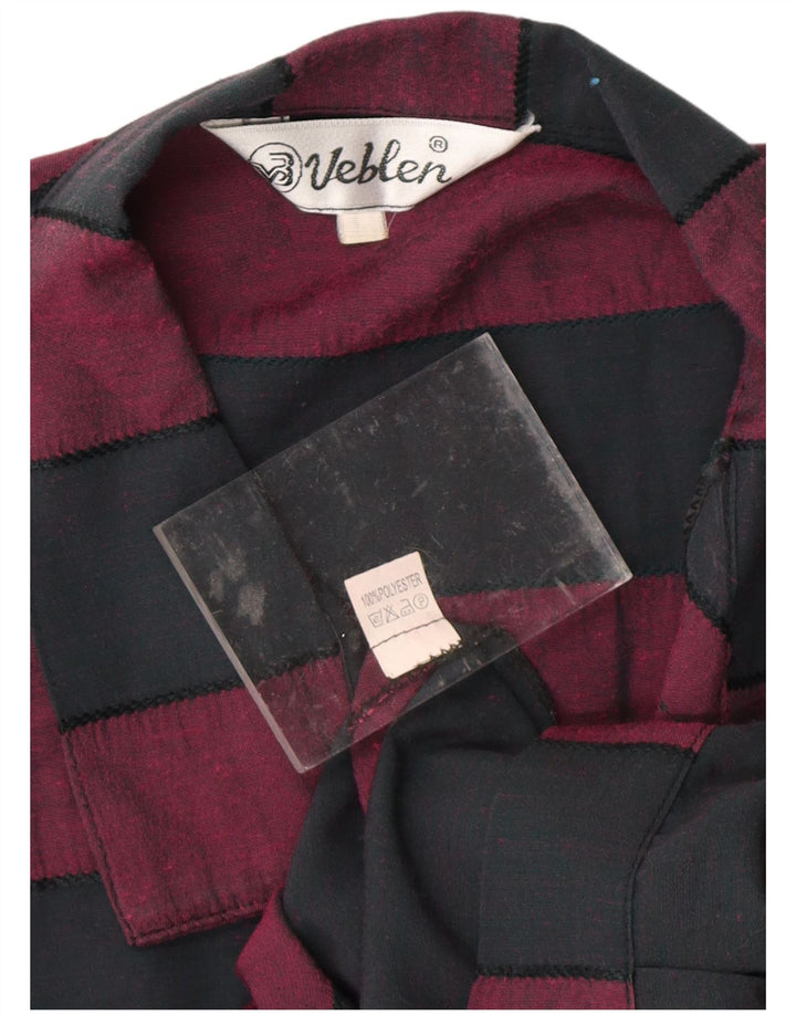 VINTAGE Womens Front Tie Shirt Bluse UK 16 Medium Sort Stribet