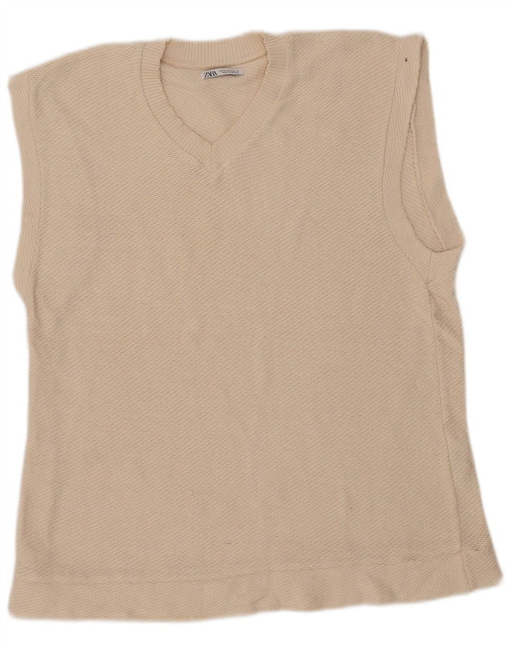Zara Herrevest Tank Top Medium Off White Bomuld