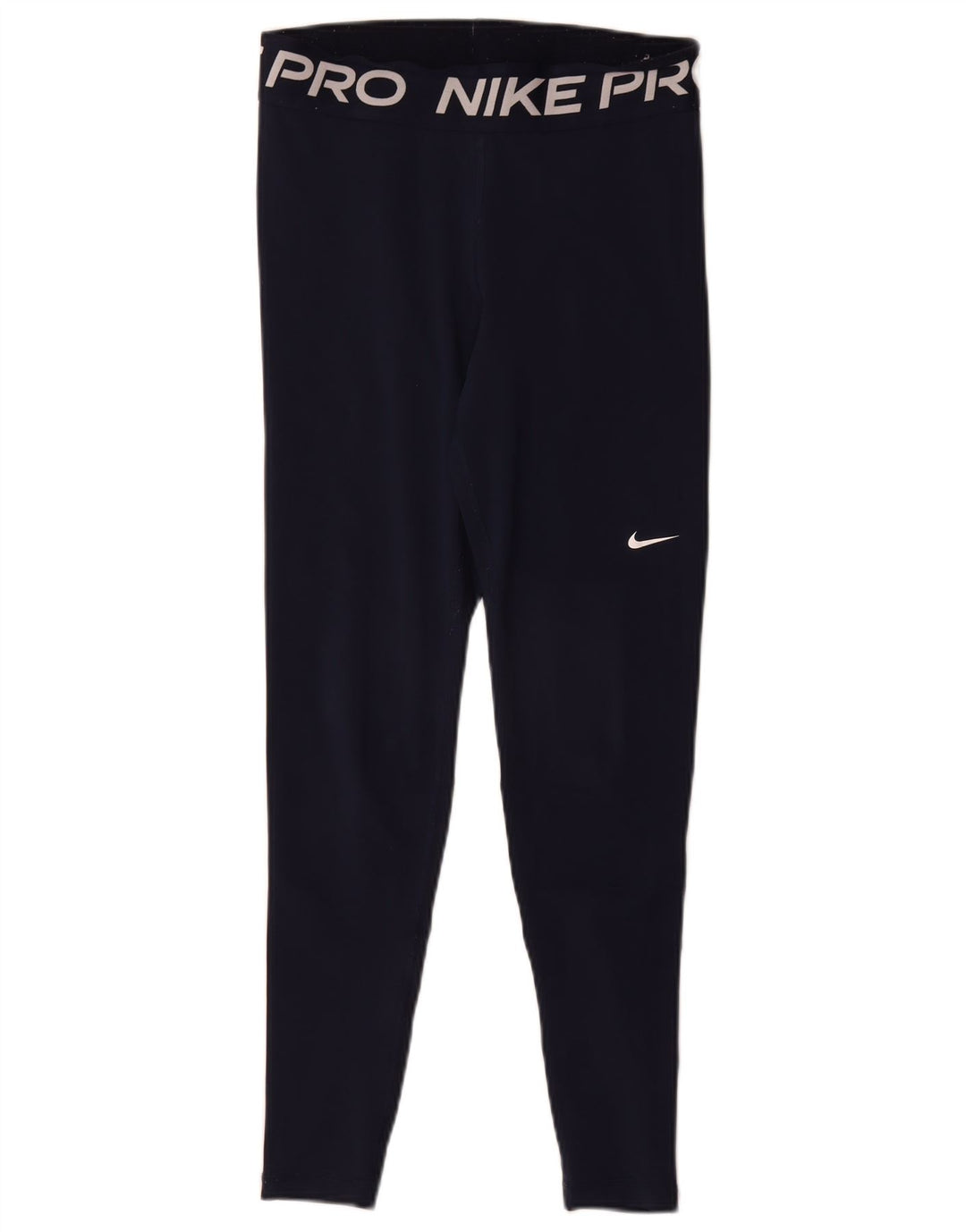 Nike Dame Dri Fit Grafiske Leggings UK 12 Medium Navy Blue Polyester
