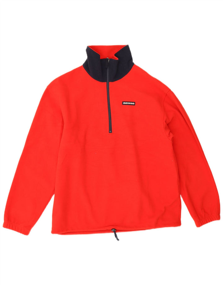 Aesse Herre Zip Neck Pullover Træningsdragt Top Lille Rød Polyester