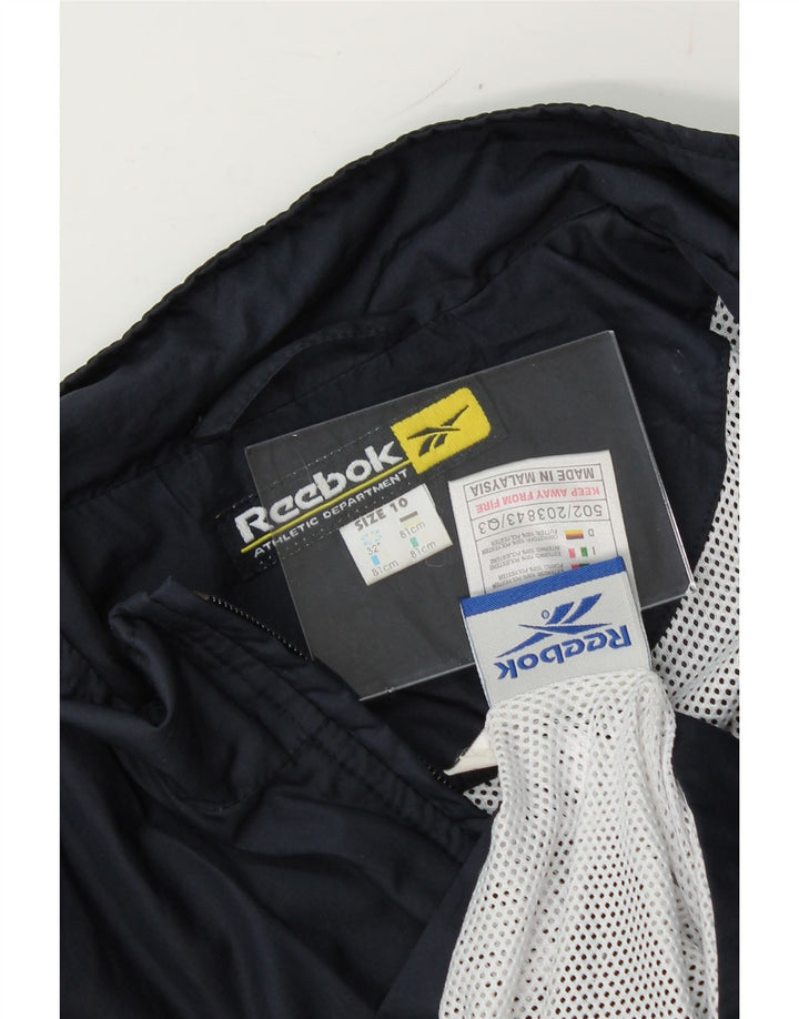 REEBOK Womens Tracksuit Top Jacket US 10 Large Navy Blue Polyester Vintage Reebok and Second-Hand Reebok from Messina Hembry 