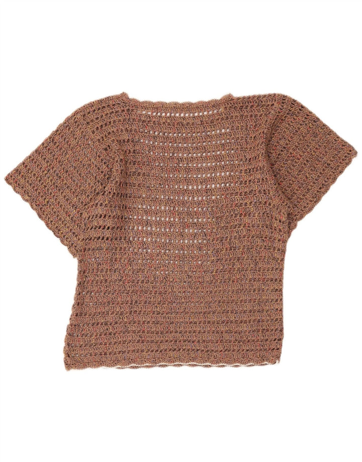 Vintage hæklet bluse top til kvinder 18 XL Brun