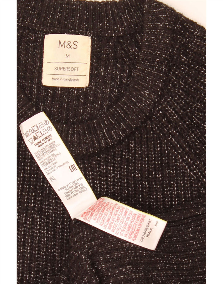 Marks & Spencer Herre sweater med rund hals, medium sort flækket