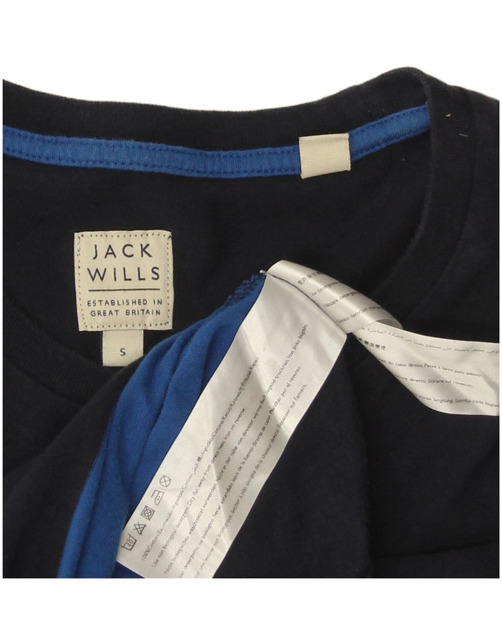 JACK WILLS Herre T-Shirt Top Lille Marineblå Colourblock Bomuld