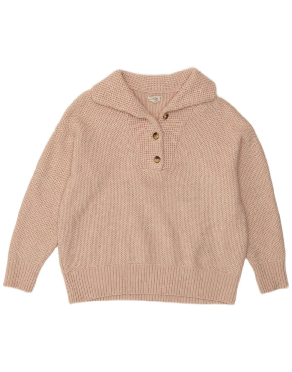 Fat Face Dame Polo Neck Jumper Sweater UK 18 XL Pink Akryl