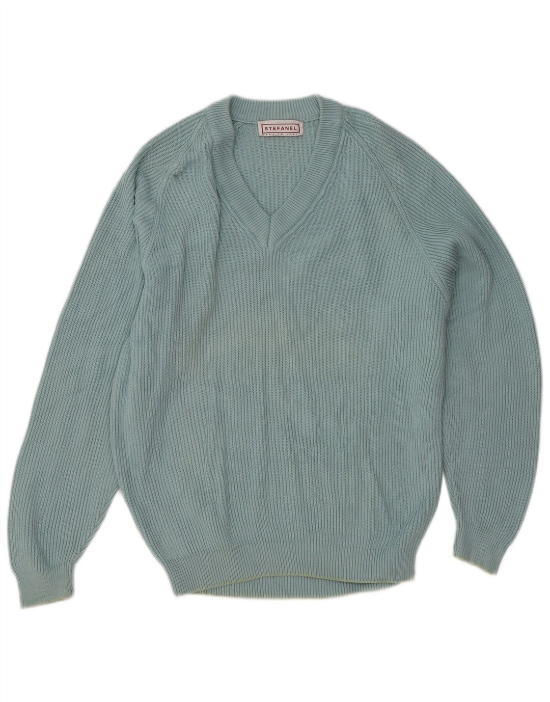Stefanel Dame V-hals sweater UK 16 Large Blue