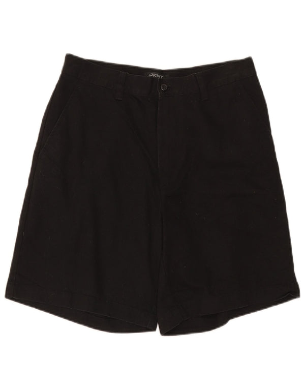 Dkny Womens High Waist Chino Shorts W30 Medium Black Bomuld