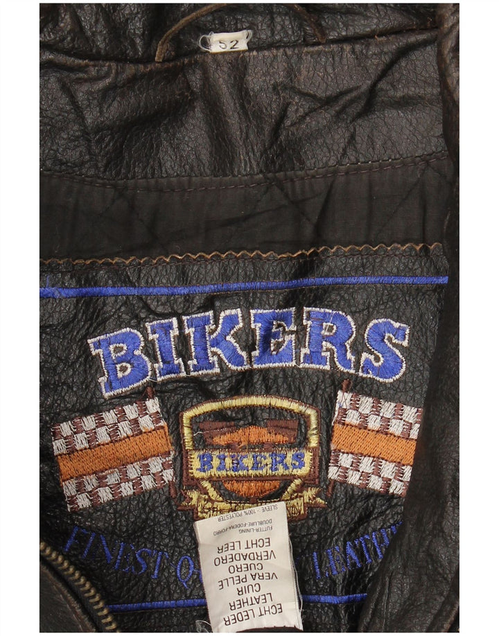 Bikers Herre Læder Biker Jacket IT 52 XL Brun Læder