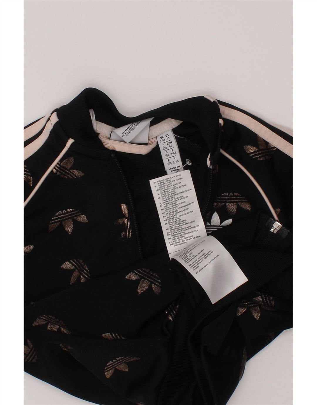 Adidas piger grafisk træningsdragt topjakke 3-4 år sort polyester