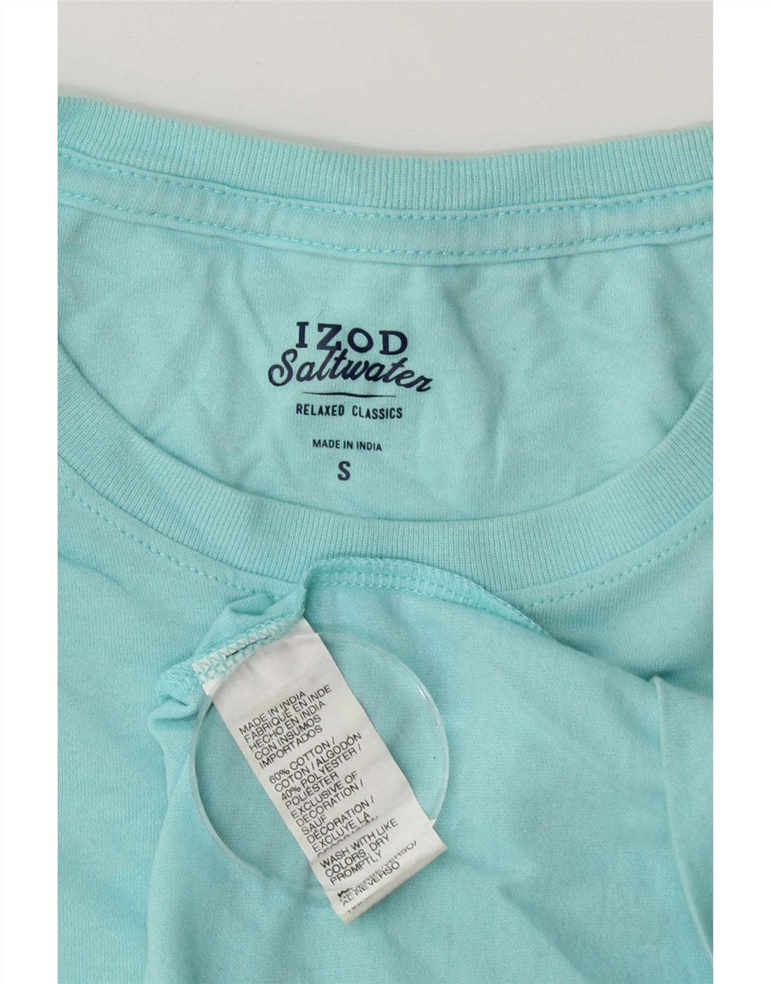 IZOD Salt Water T-Shirt Top Lille Blå Bomuld