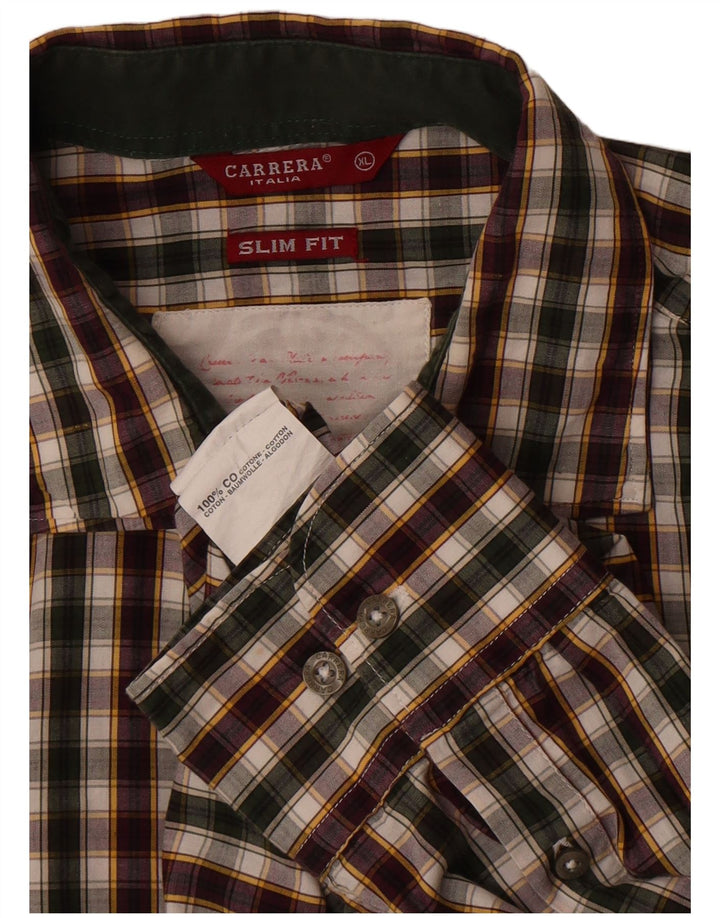 Carrera herre Slim Fit skjorte XL flerfarvet ternet bomuld