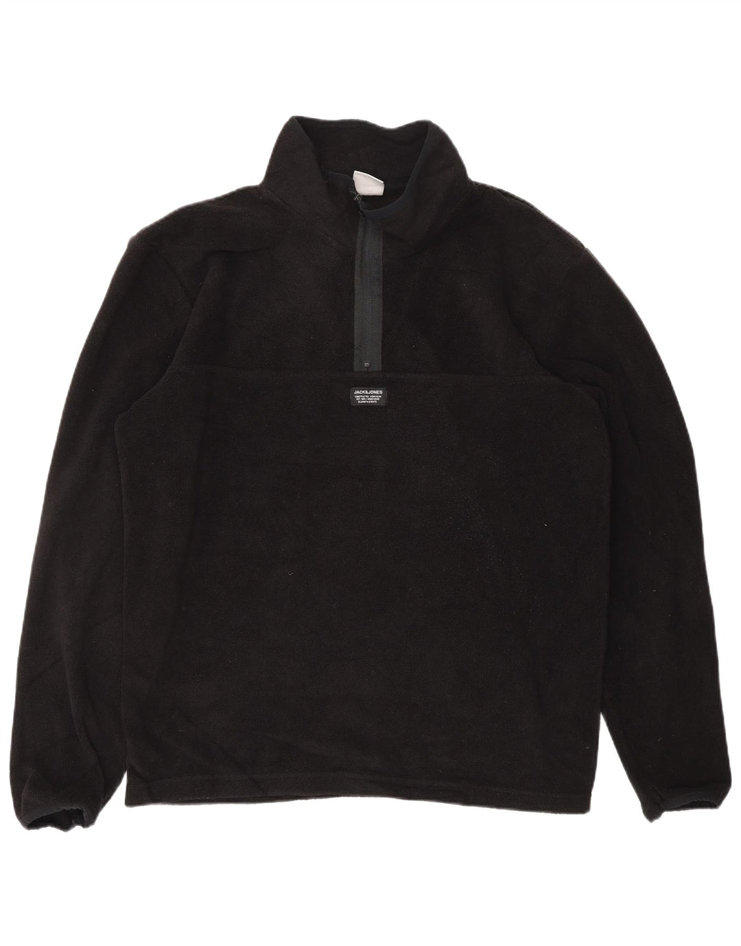 JACK & JONES Fleecetrøje med lynlås til mænd XL Sort Polyester