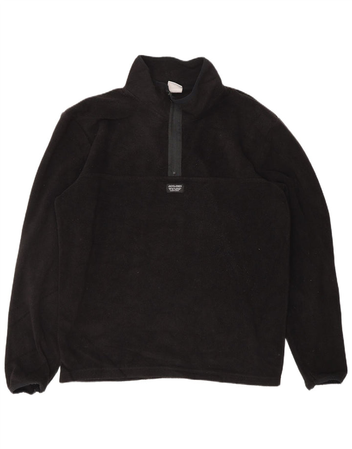 JACK & JONES Fleecetrøje med lynlås til mænd XL Sort Polyester