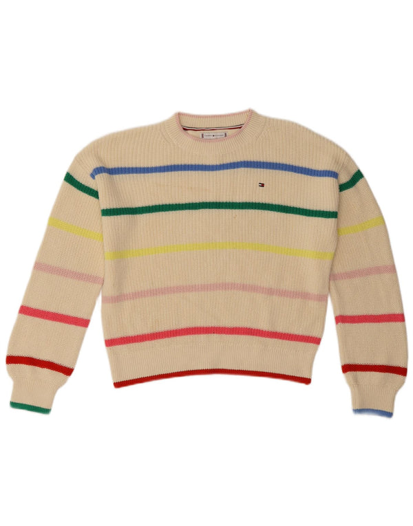 Tommy Hilfiger piger sweater med rund hals 13-14 år Beige stribet