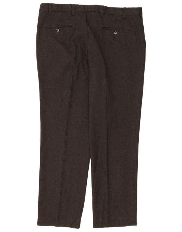 Marks & Spencer Herre Straight Regular Suit Bukser W38 L31 Brun Polyester