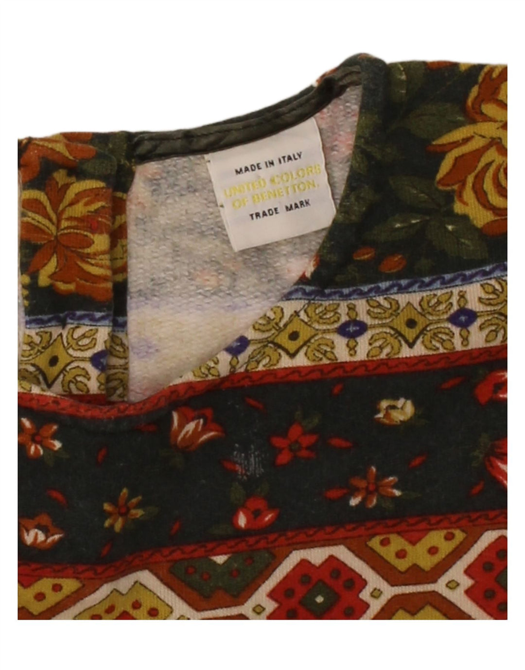 BENETTON Womens Sweatshirt Jumper UK 10 Small Multicoloured Floral Vintage Benetton and Second-Hand Benetton from Messina Hembry 