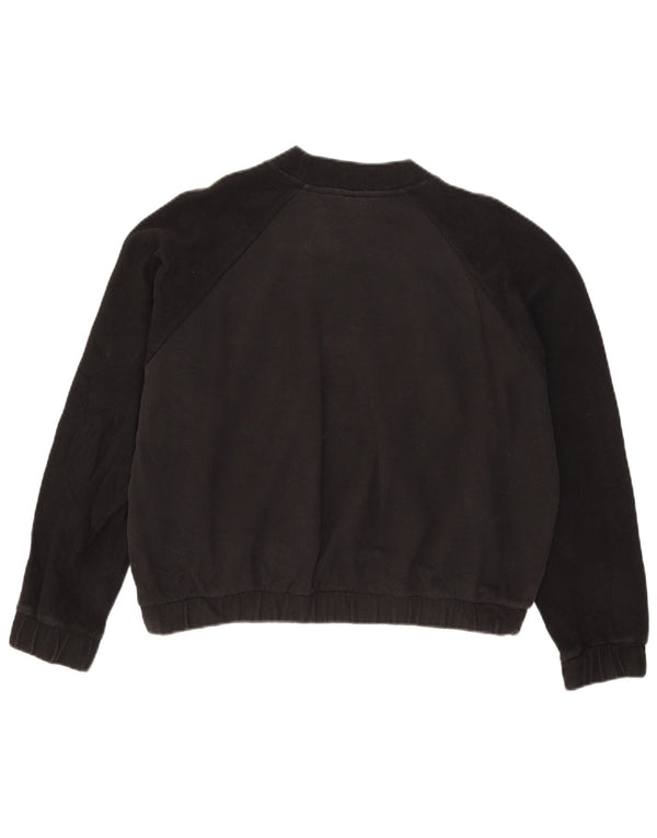 Adidas Womens Crop Sweatshirt Jumper UK 14 Medium Black Colourblock