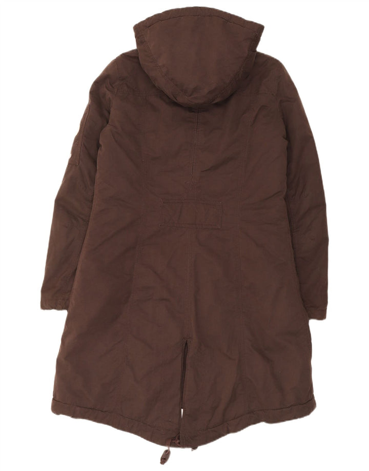 Napapijri Dame Hooded Parka Jacket UK 14 Medium Brown Bomuld