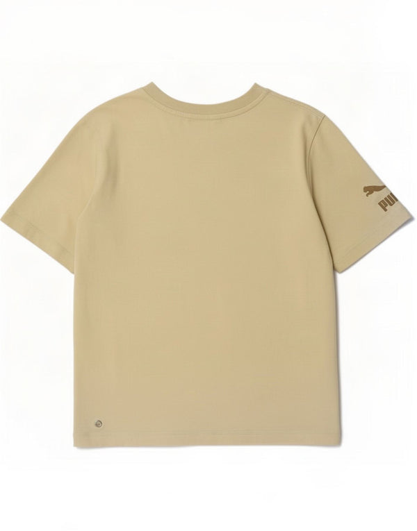 Puma Womens Graphic T-Shirt Top UK 14 Medium Yellow Cotton