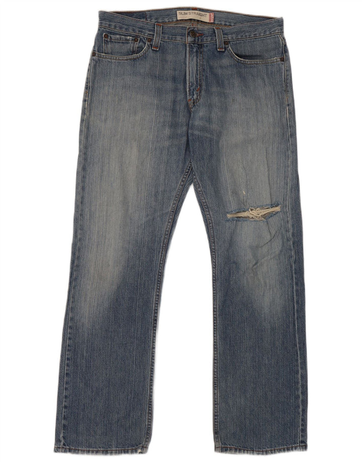 Levi's Herre 514 Distressed Slim Straight Jeans W33 L30 Blue Cotton