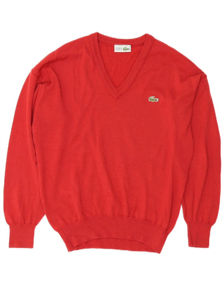 Lacoste Herre V-hals sweater str. 4 Medium Rød Ny Uld