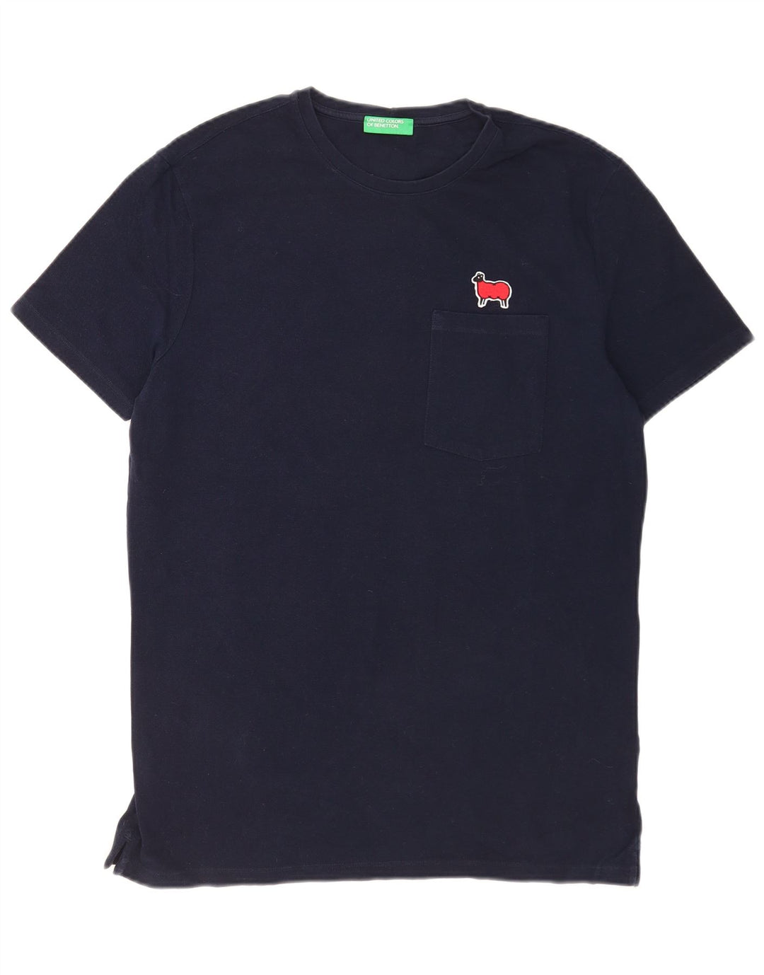 Benetton Herre T-Shirt Top Stor Marineblå Bomuld