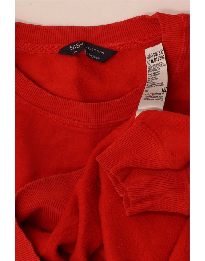 Marks & Spencer Dame Grafisk Oversized Sweatshirt Jumper UK 14 Stor Rød