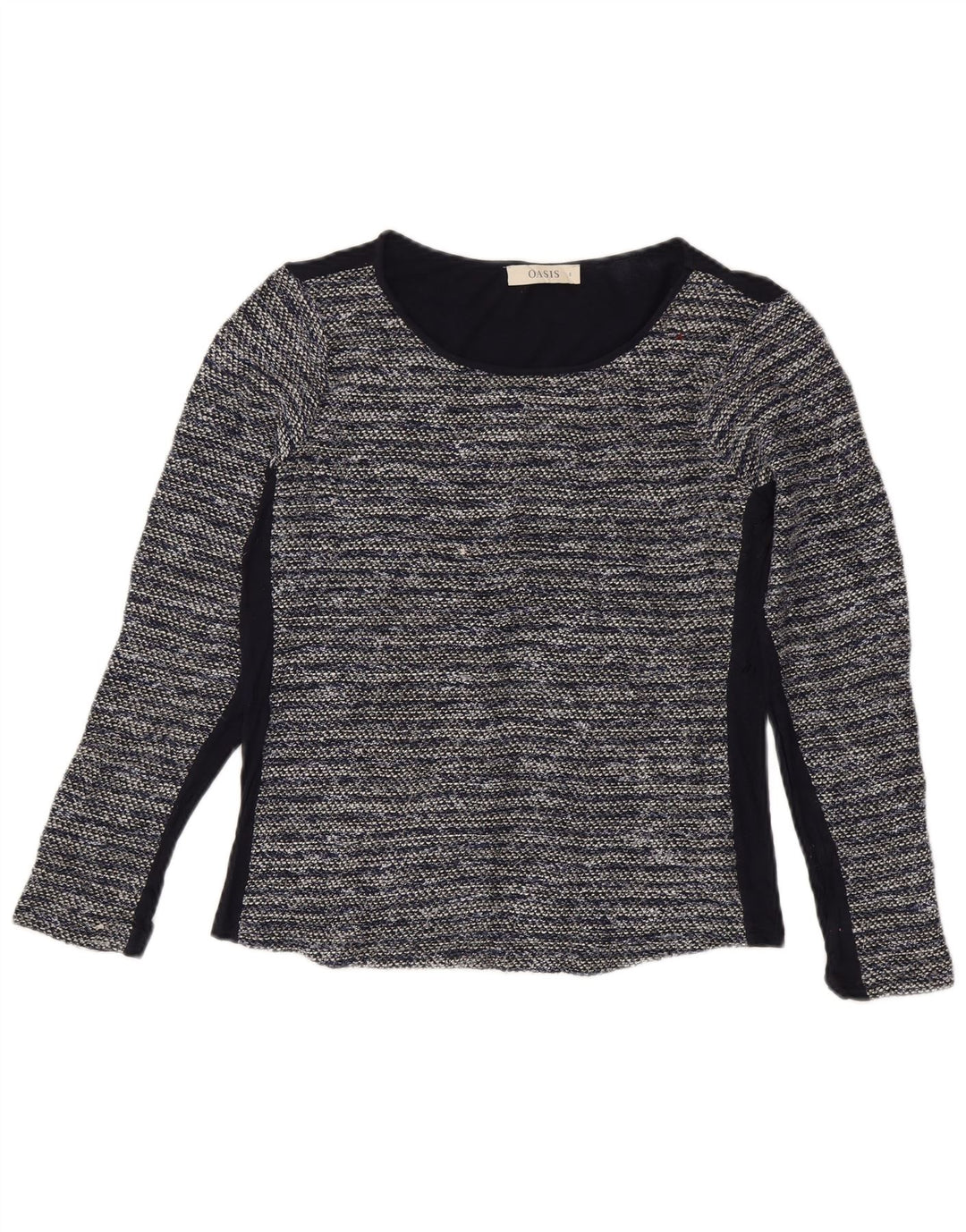 Oasis Dame Top Langærmet UK 10 Lille Marineblå Stribet Polyester