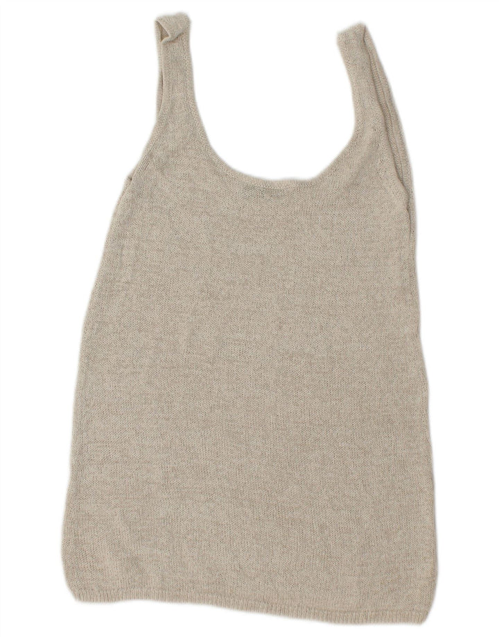 Zara Dame Crop Vest Tank Top UK 10 Small Beige