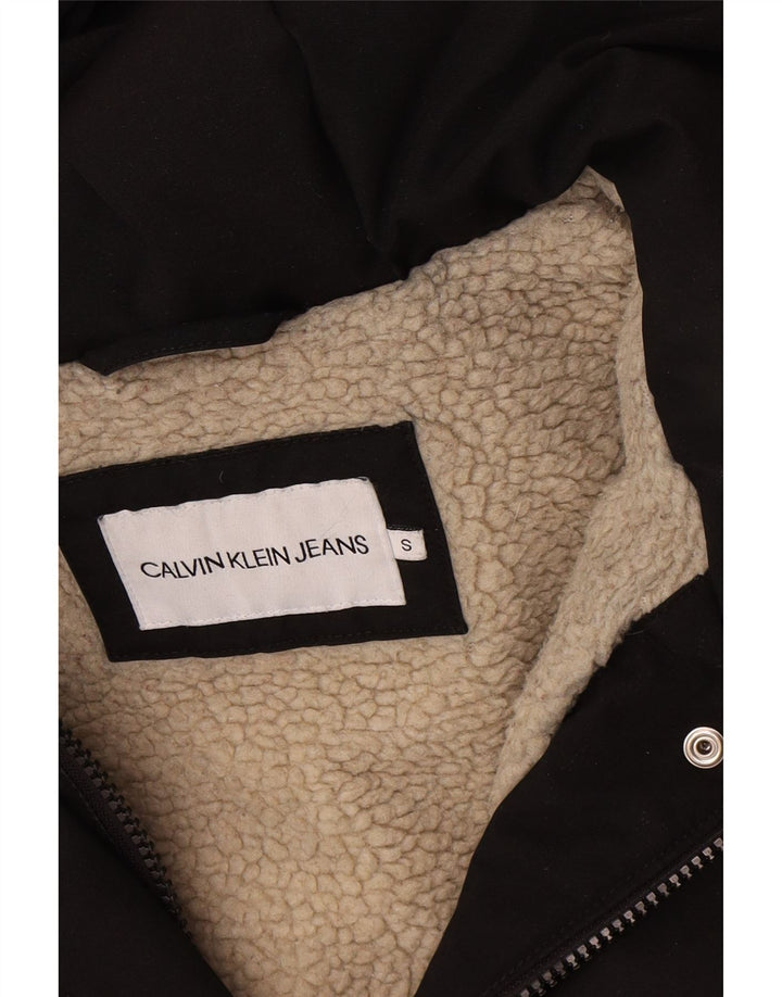 Calvin Klein Jeans Dame Oversized Sherpa Parka Jacket UK 10 Small Black